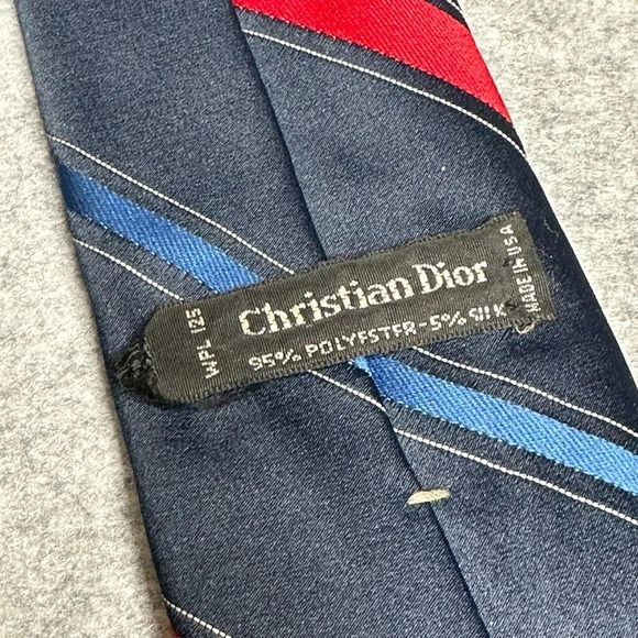 Christian Dior Vintage Blue/Red Diagonal Stripe Tie.   Sz: O/S - Picture 7 of 7